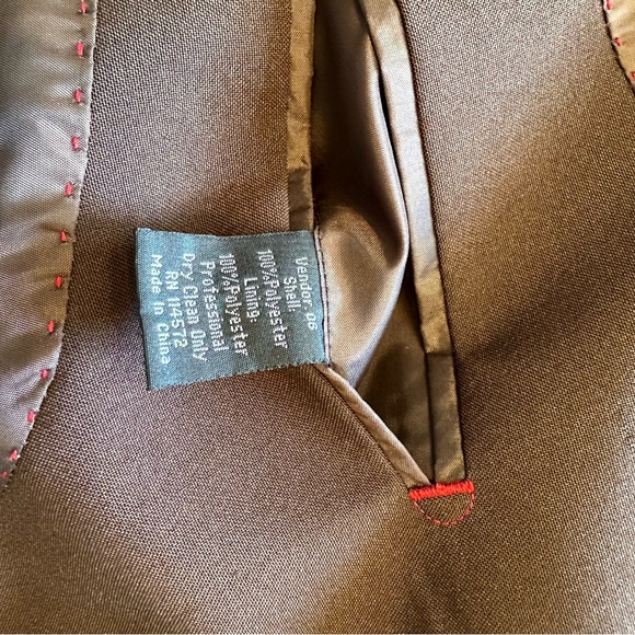 Vintage Lucci Brown XL Suit Set Blazer Matching Pants Dressy Wedding - Picture 8 of 16